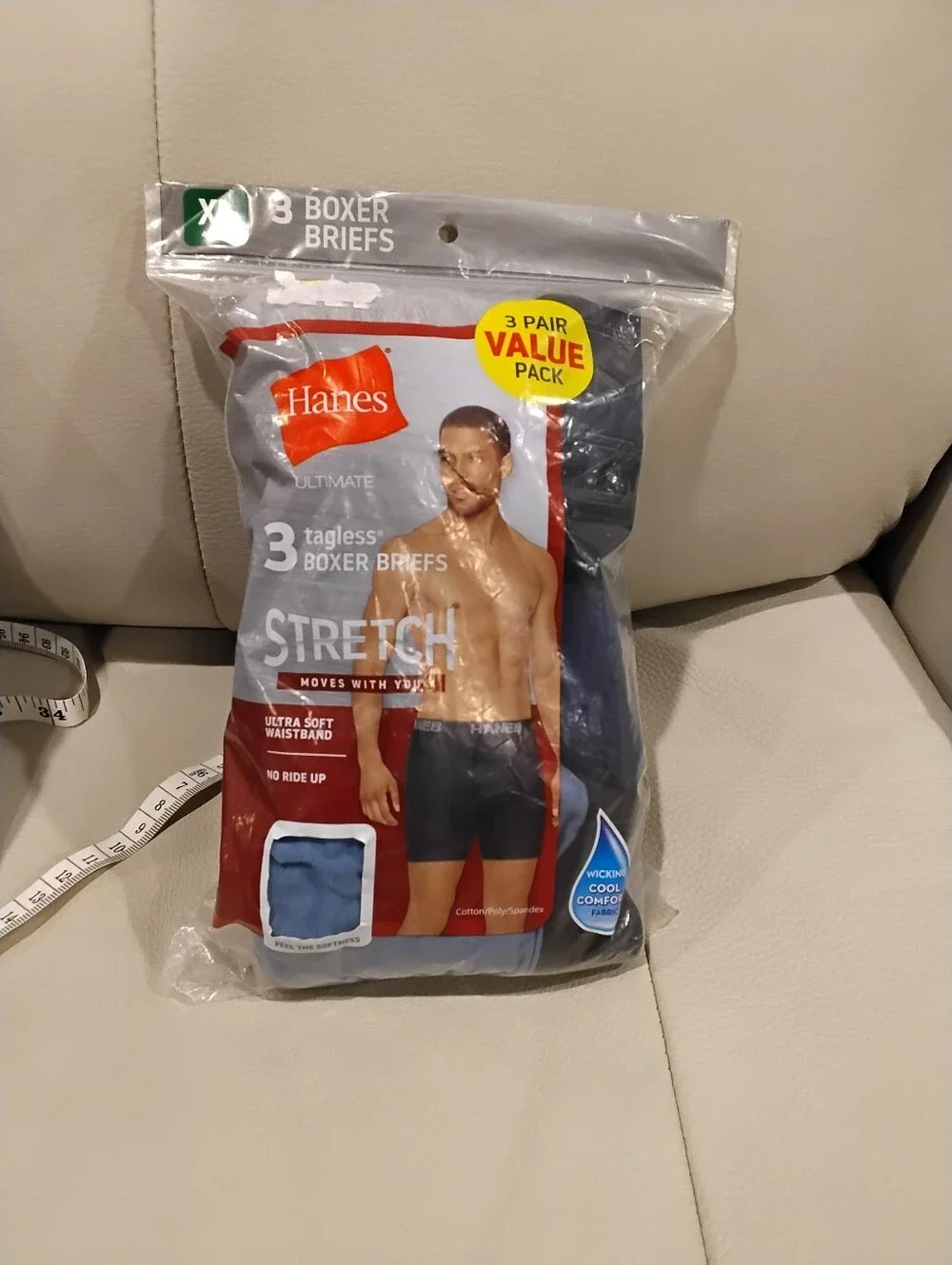NWT Hanes 3 Pack Grey/Blue Boxer Briefs